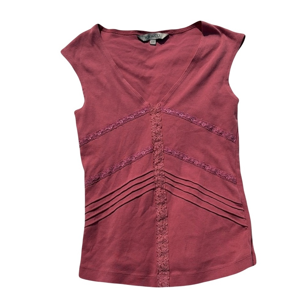 78 Rw&Co Soft Pink Pleated Lace Top – Size S | Feminine Y2K Chic | Capsule